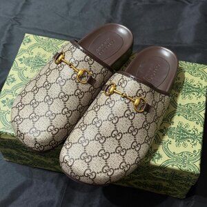 Gucci Brown Monogram Mules